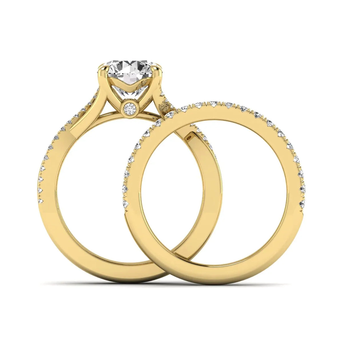 OctaPearl 2 ct Round Prong Set Lab Grown Diamond Twisted Shank Bridal Ring Set