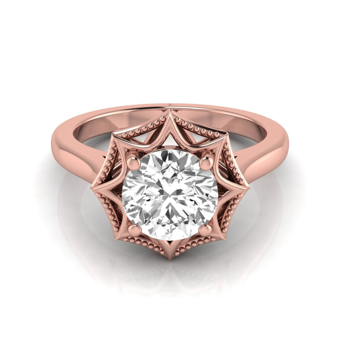 OctaPearl 1.5 ct Round Prong Set Lab Grown Diamond Vintage Solitaire Engagement Ring