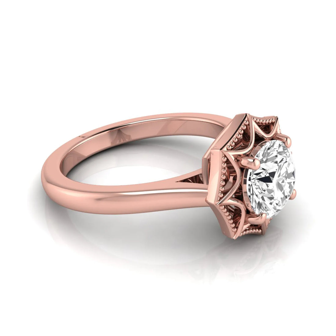 OctaPearl 1.5 ct Round Prong Set Lab Grown Diamond Vintage Solitaire Engagement Ring