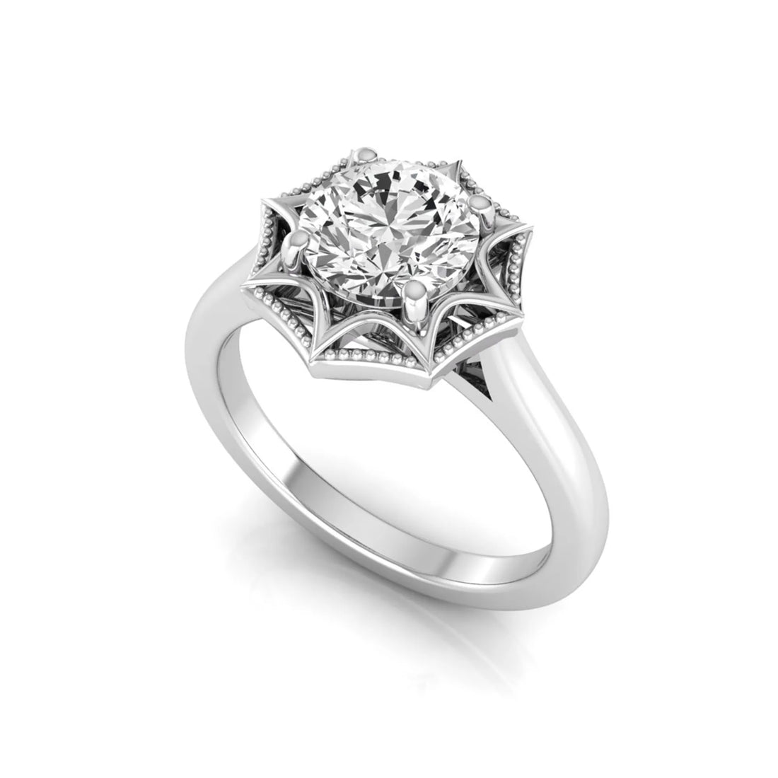 OctaPearl 1.5 ct Round Prong Set Lab Grown Diamond Vintage Solitaire Engagement Ring