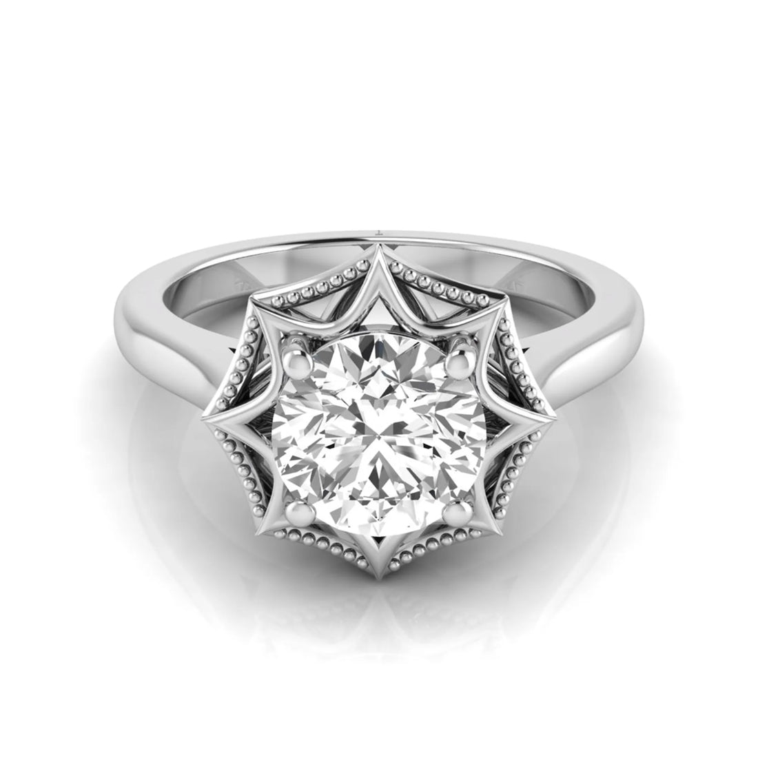 OctaPearl 1.5 ct Round Prong Set Lab Grown Diamond Vintage Solitaire Engagement Ring