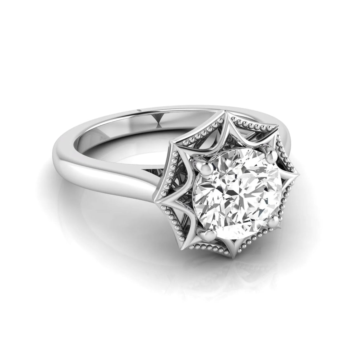OctaPearl 1.5 ct Round Prong Set Lab Grown Diamond Vintage Solitaire Engagement Ring