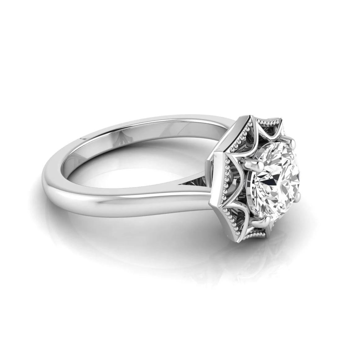 OctaPearl 1.5 ct Round Prong Set Lab Grown Diamond Vintage Solitaire Engagement Ring