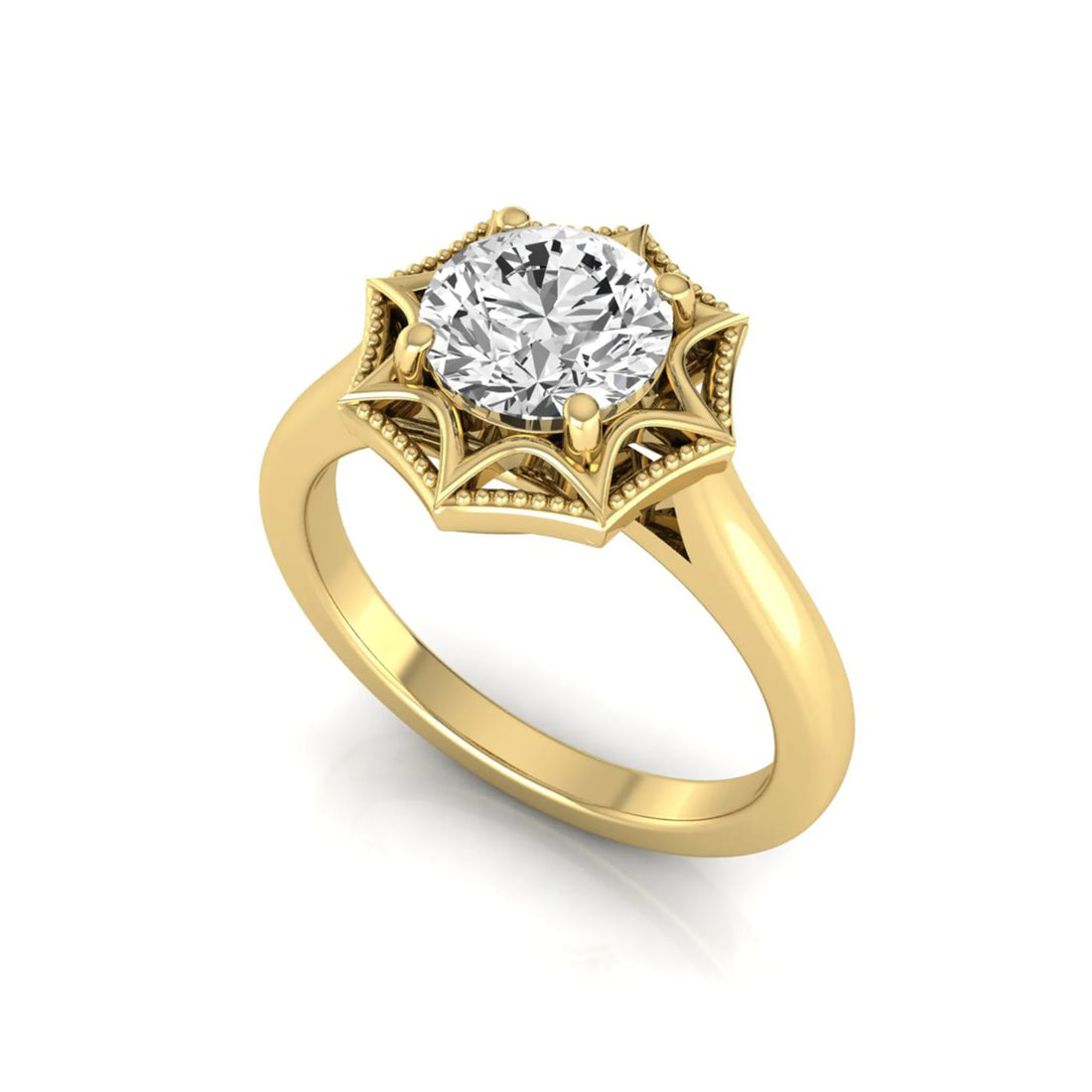OctaPearl 1.5 ct Round Prong Set Lab Grown Diamond Vintage Solitaire Engagement Ring