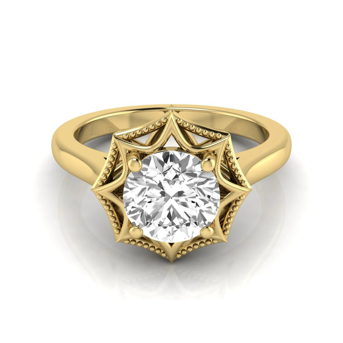 OctaPearl 1.5 ct Round Prong Set Lab Grown Diamond Vintage Solitaire Engagement Ring