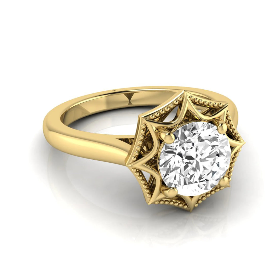 OctaPearl 1.5 ct Round Prong Set Lab Grown Diamond Vintage Solitaire Engagement Ring