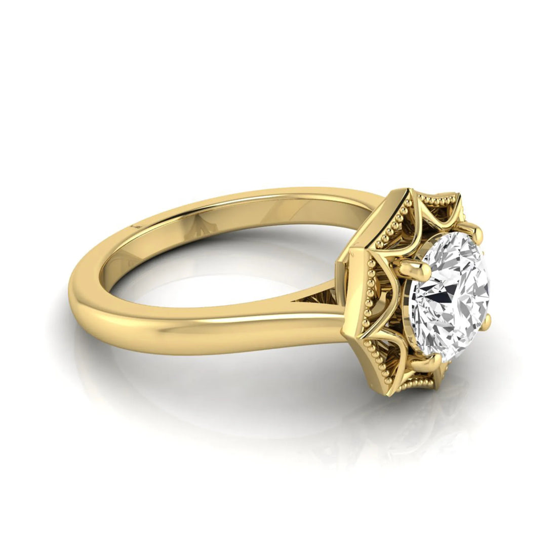 OctaPearl 1.5 ct Round Prong Set Lab Grown Diamond Vintage Solitaire Engagement Ring