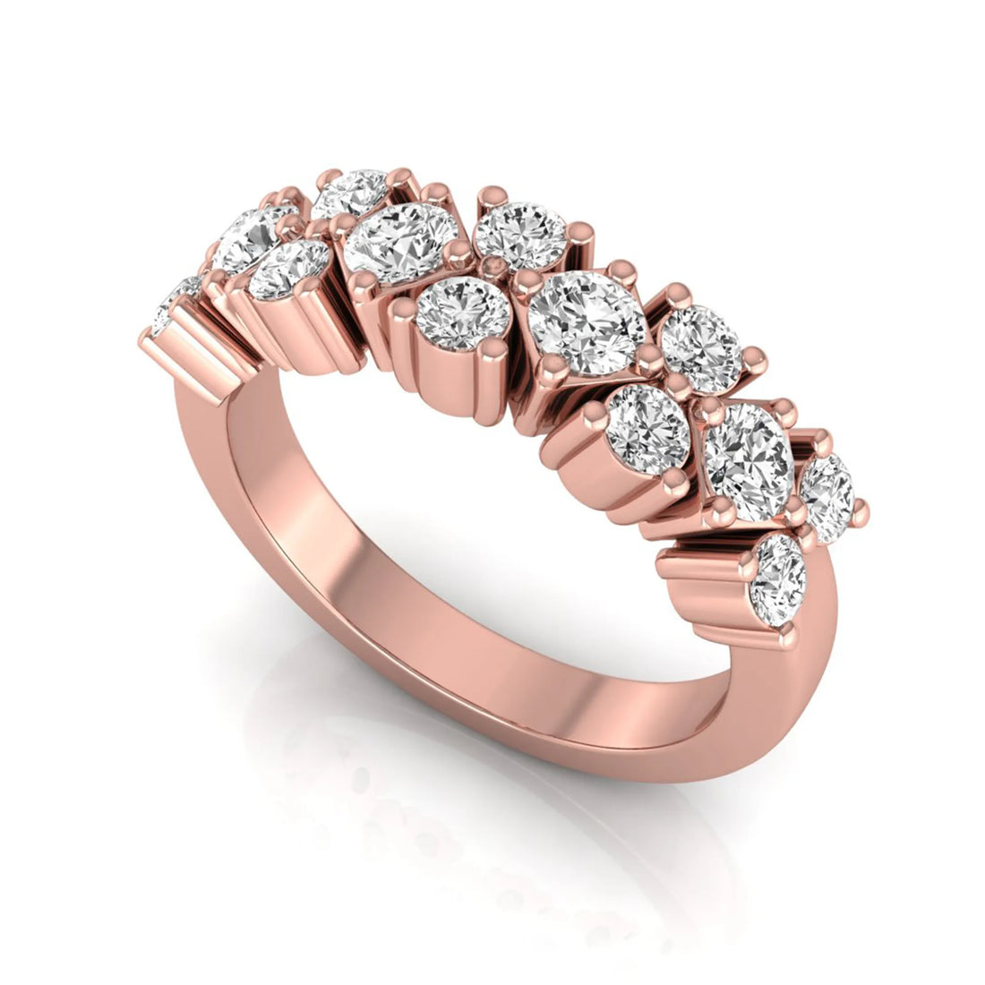 OctaPearl Multi Row Cluster Lab Grown Diamond Half Eternity Wedding Band Ring