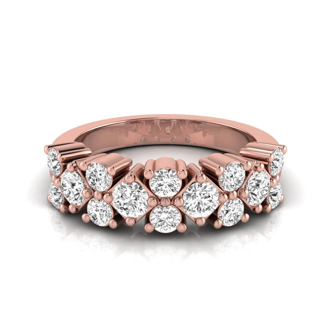 OctaPearl Multi Row Cluster Lab Grown Diamond Half Eternity Wedding Band Ring