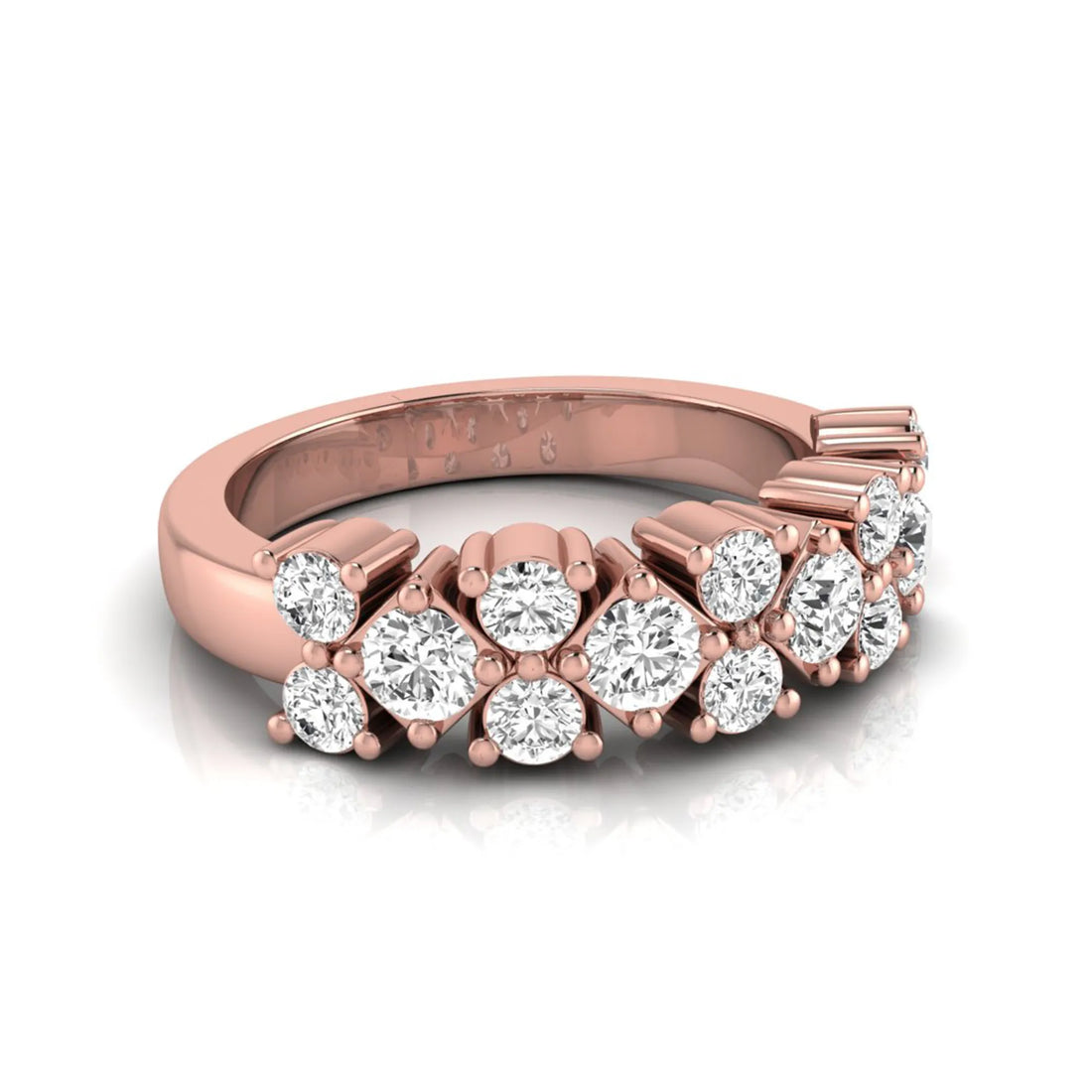 OctaPearl Multi Row Cluster Lab Grown Diamond Half Eternity Wedding Band Ring
