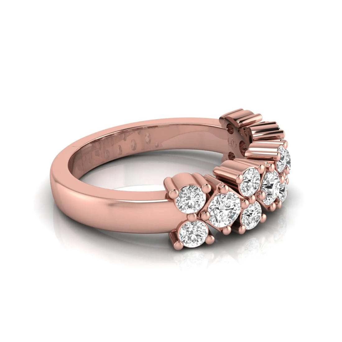 OctaPearl Multi Row Cluster Lab Grown Diamond Half Eternity Wedding Band Ring