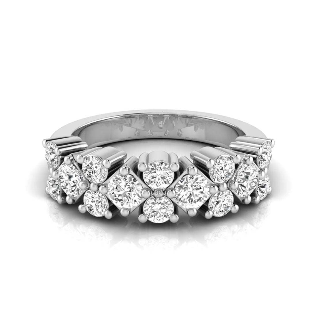 OctaPearl Multi Row Cluster Lab Grown Diamond Half Eternity Wedding Band Ring
