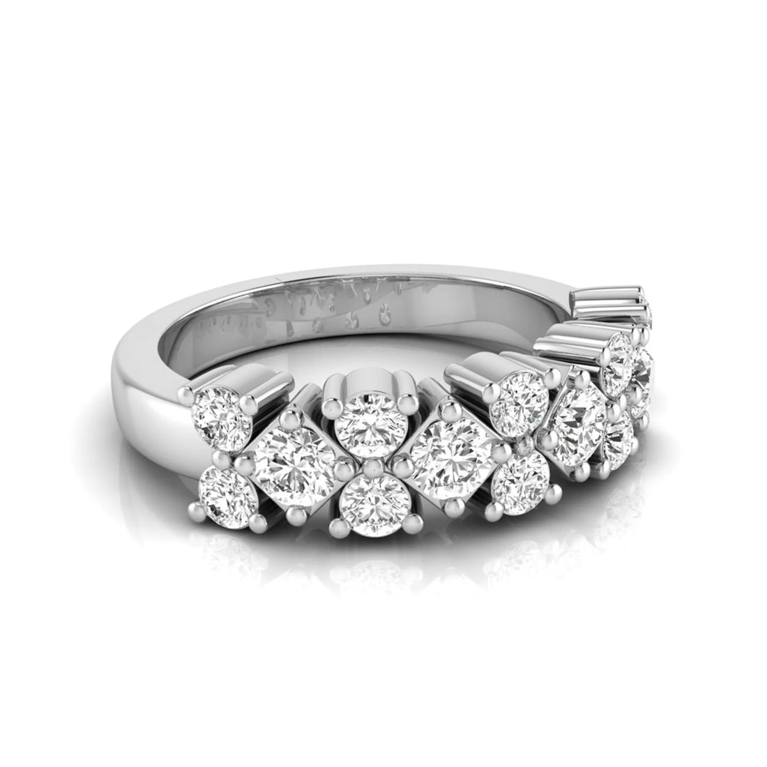 OctaPearl Multi Row Cluster Lab Grown Diamond Half Eternity Wedding Band Ring