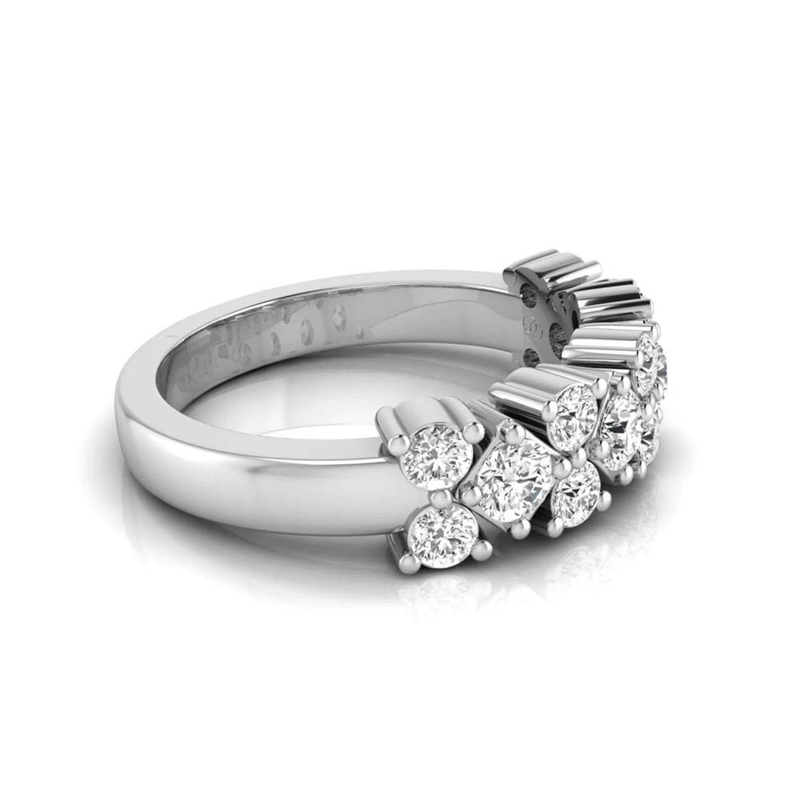 OctaPearl Multi Row Cluster Lab Grown Diamond Half Eternity Wedding Band Ring