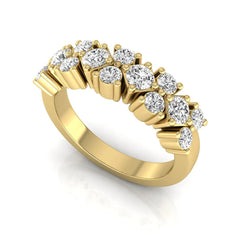 OctaPearl Multi Row Cluster Lab Grown Diamond Half Eternity Wedding Band Ring - alternate view