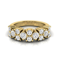 OctaPearl Multi Row Cluster Lab Grown Diamond Half Eternity Wedding Band Ring