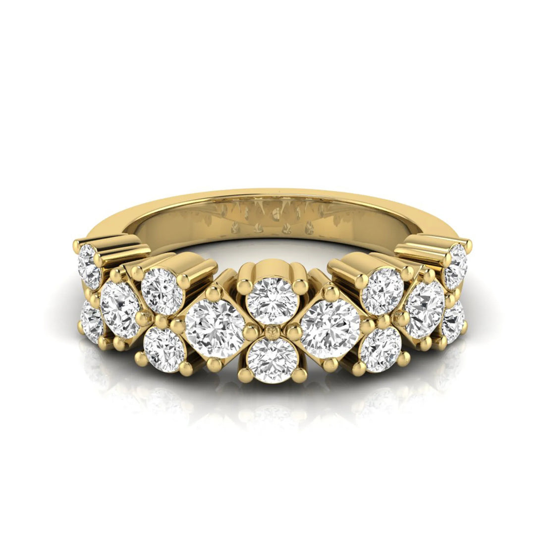 OctaPearl Multi Row Cluster Lab Grown Diamond Half Eternity Wedding Band Ring