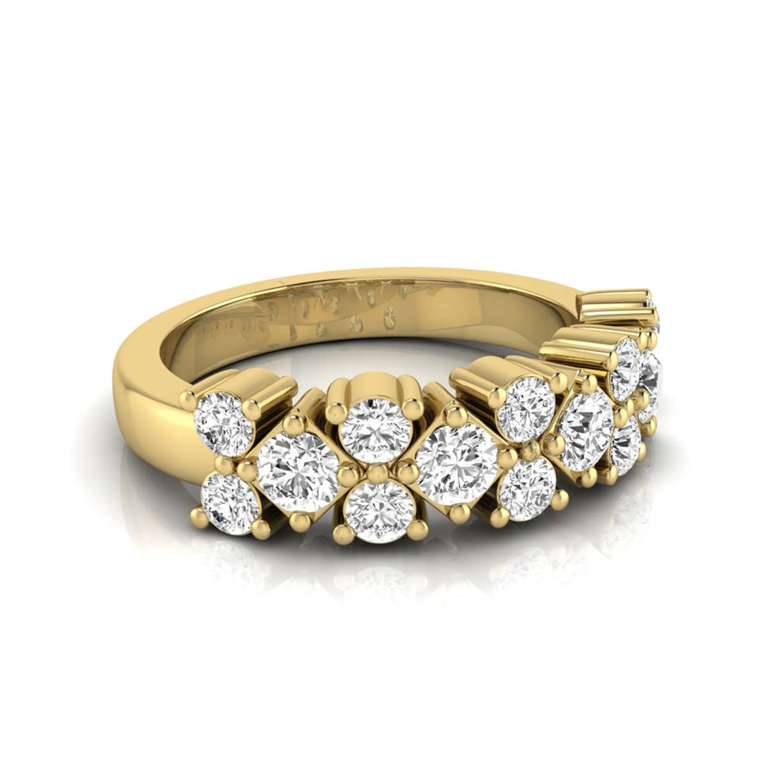 OctaPearl Multi Row Cluster Lab Grown Diamond Half Eternity Wedding Band Ring