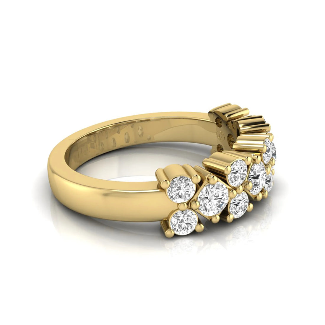 OctaPearl Multi Row Cluster Lab Grown Diamond Half Eternity Wedding Band Ring