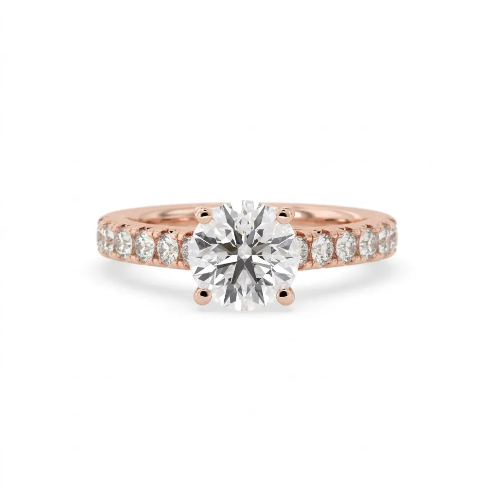 OctaPearl 1.5 ct Round Lab Grown Diamond Pave Engagement Ring