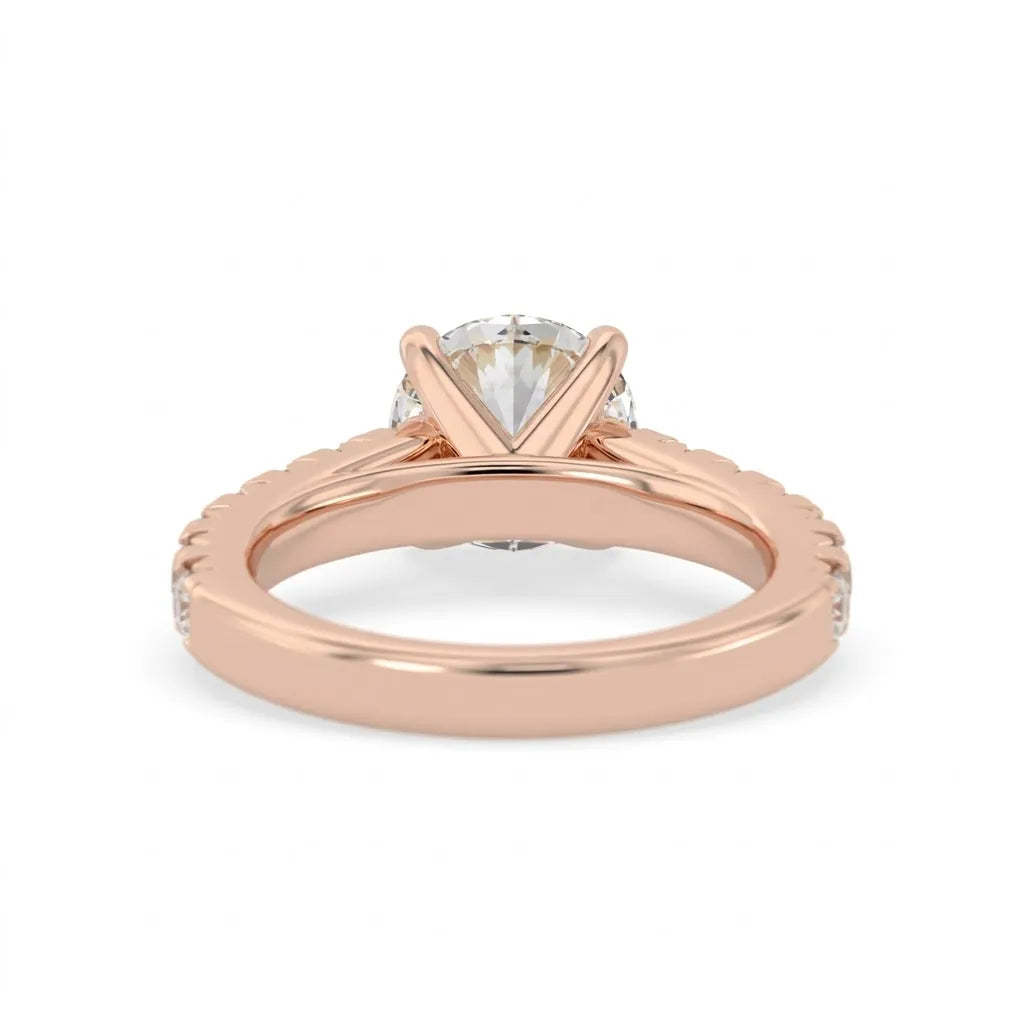 OctaPearl 1.5 ct Round Lab Grown Diamond Pave Engagement Ring