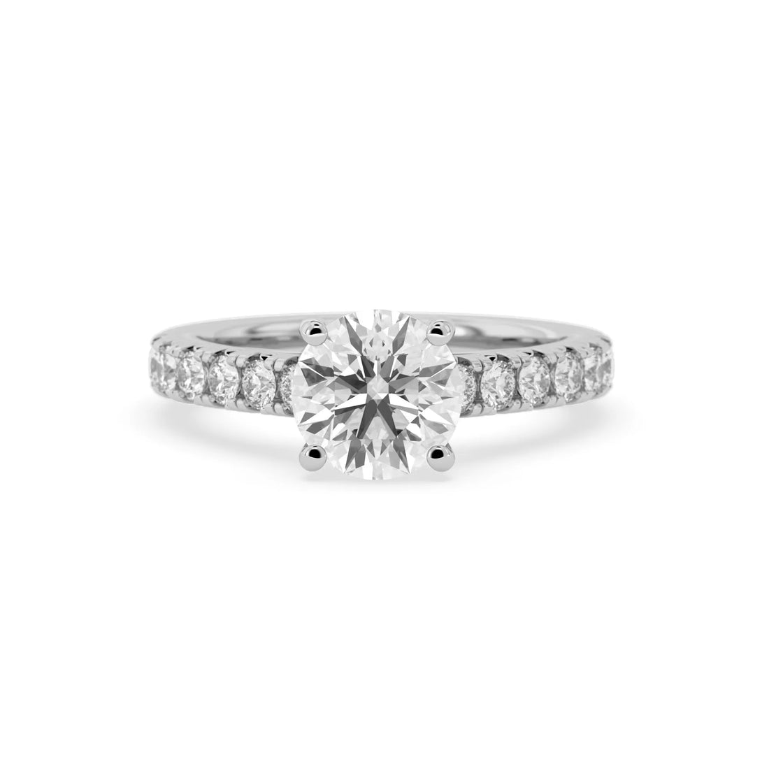 OctaPearl 1.5 ct Round Lab Grown Diamond Pave Engagement Ring