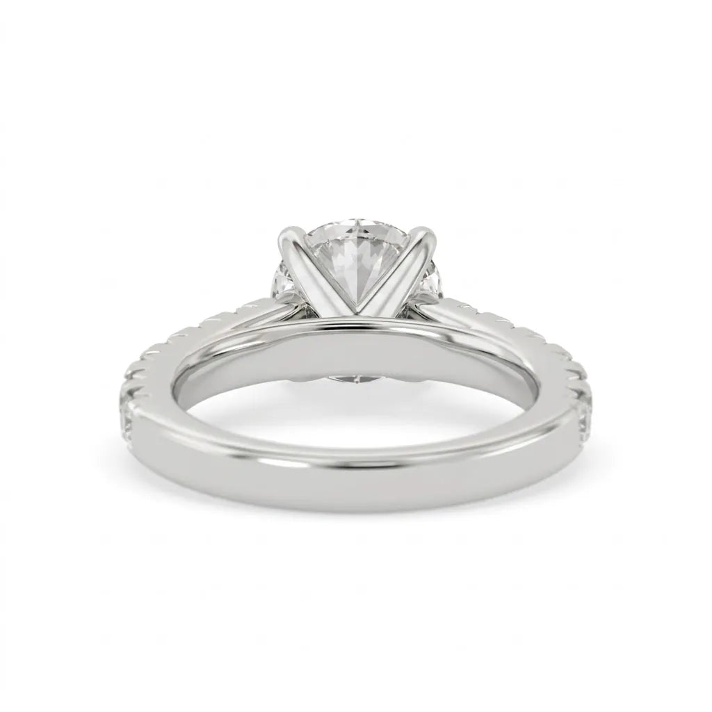 OctaPearl 1.5 ct Round Lab Grown Diamond Pave Engagement Ring