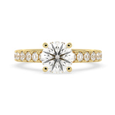 OctaPearl 1.5 ct Round Lab Grown Diamond Pave Engagement Ring