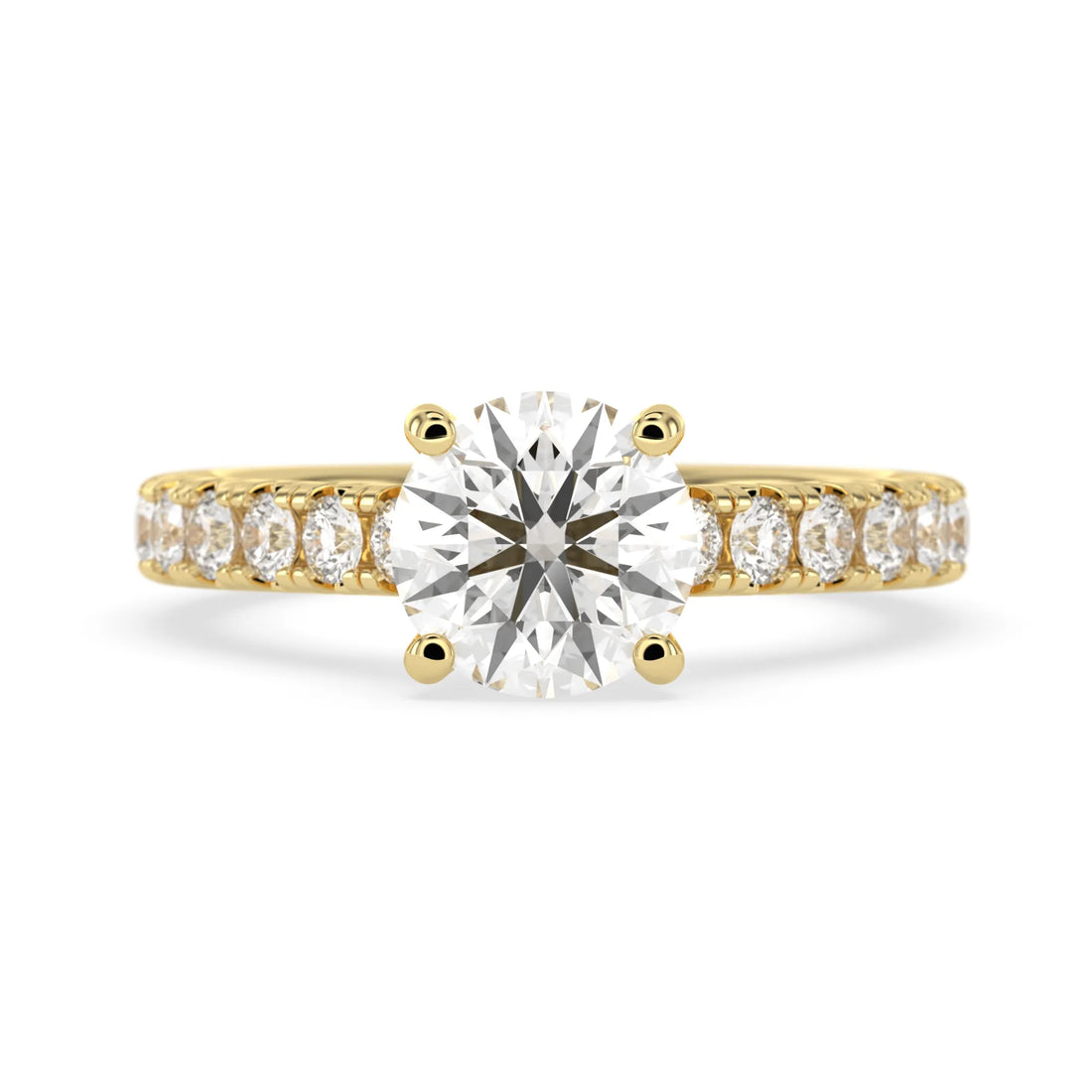 OctaPearl 1.5 ct Round Lab Grown Diamond Pave Engagement Ring