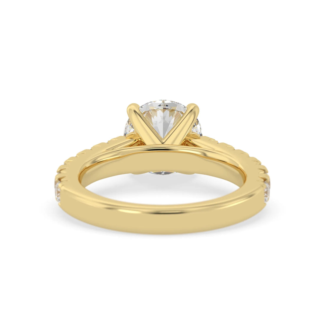 OctaPearl 1.5 ct Round Lab Grown Diamond Pave Engagement Ring