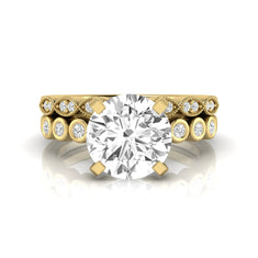 OctaPearl 2 ct Round Side Stone Lab Grown Diamond Bridal Ring Set