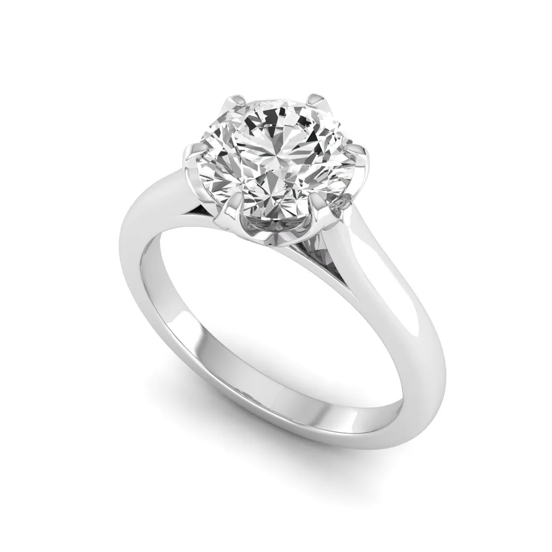 OctaPearl 2 ct Round Cut Lab Grown Diamond Solitaire Engagement Ring
