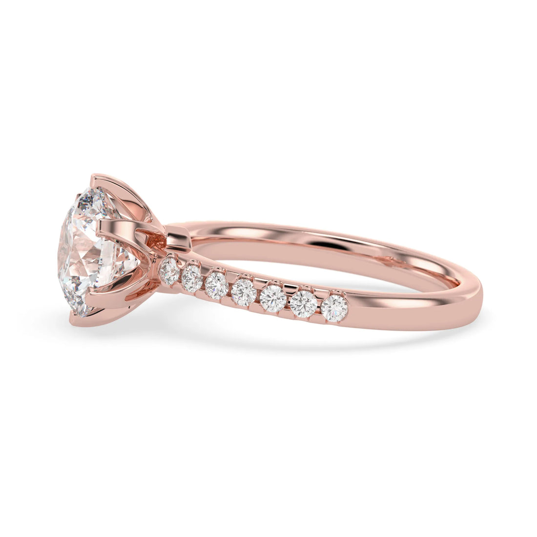 OctaPearl 2.5 ct Round Cut Lab Grown Diamond Pave Engagement Ring