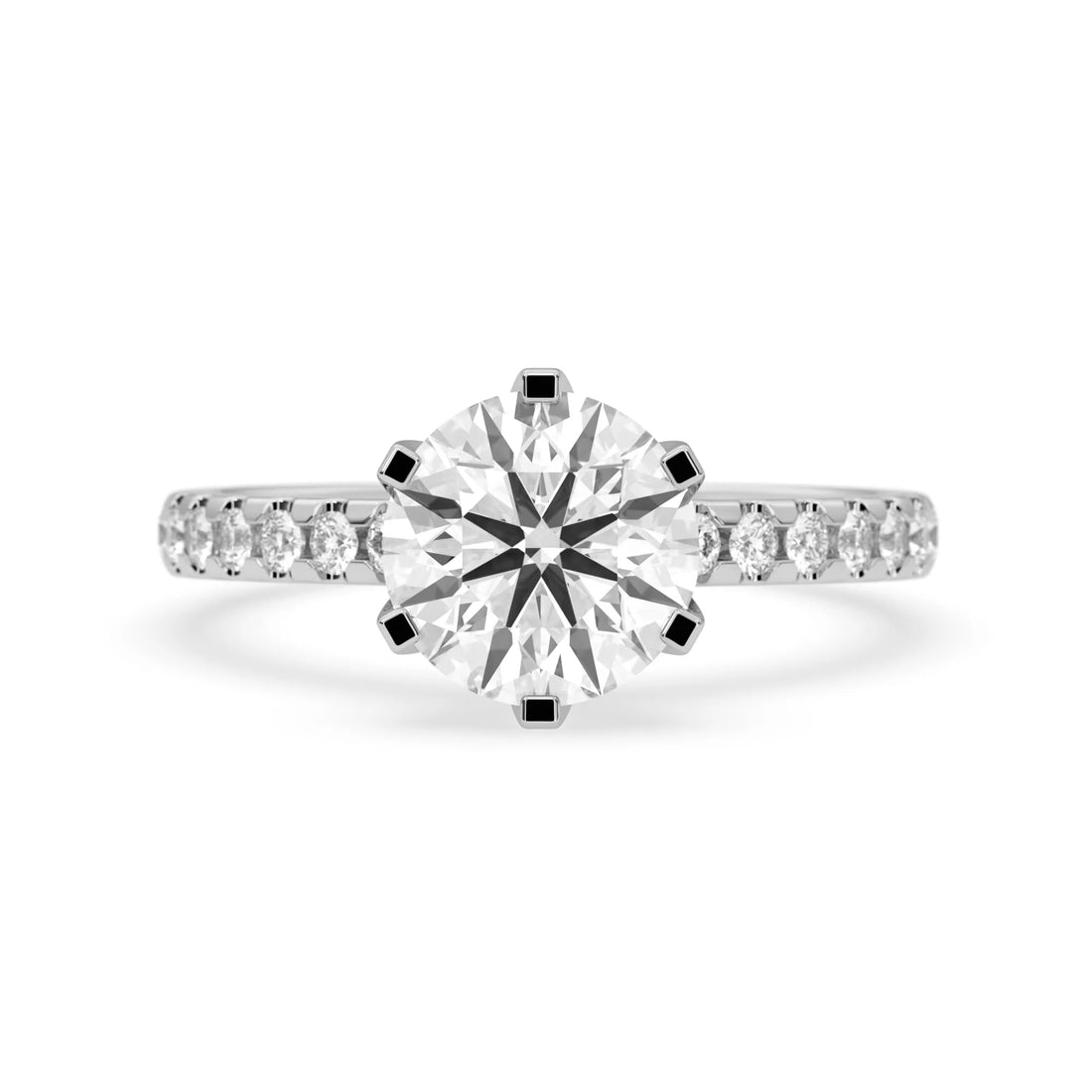 OctaPearl 2.5 ct Round Cut Lab Grown Diamond Pave Engagement Ring