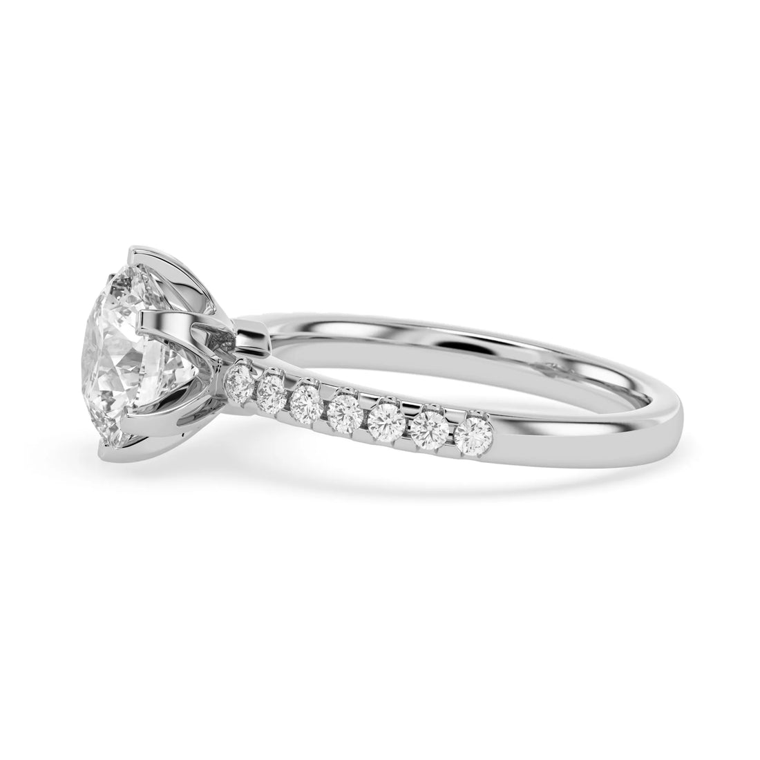 OctaPearl 2.5 ct Round Cut Lab Grown Diamond Pave Engagement Ring