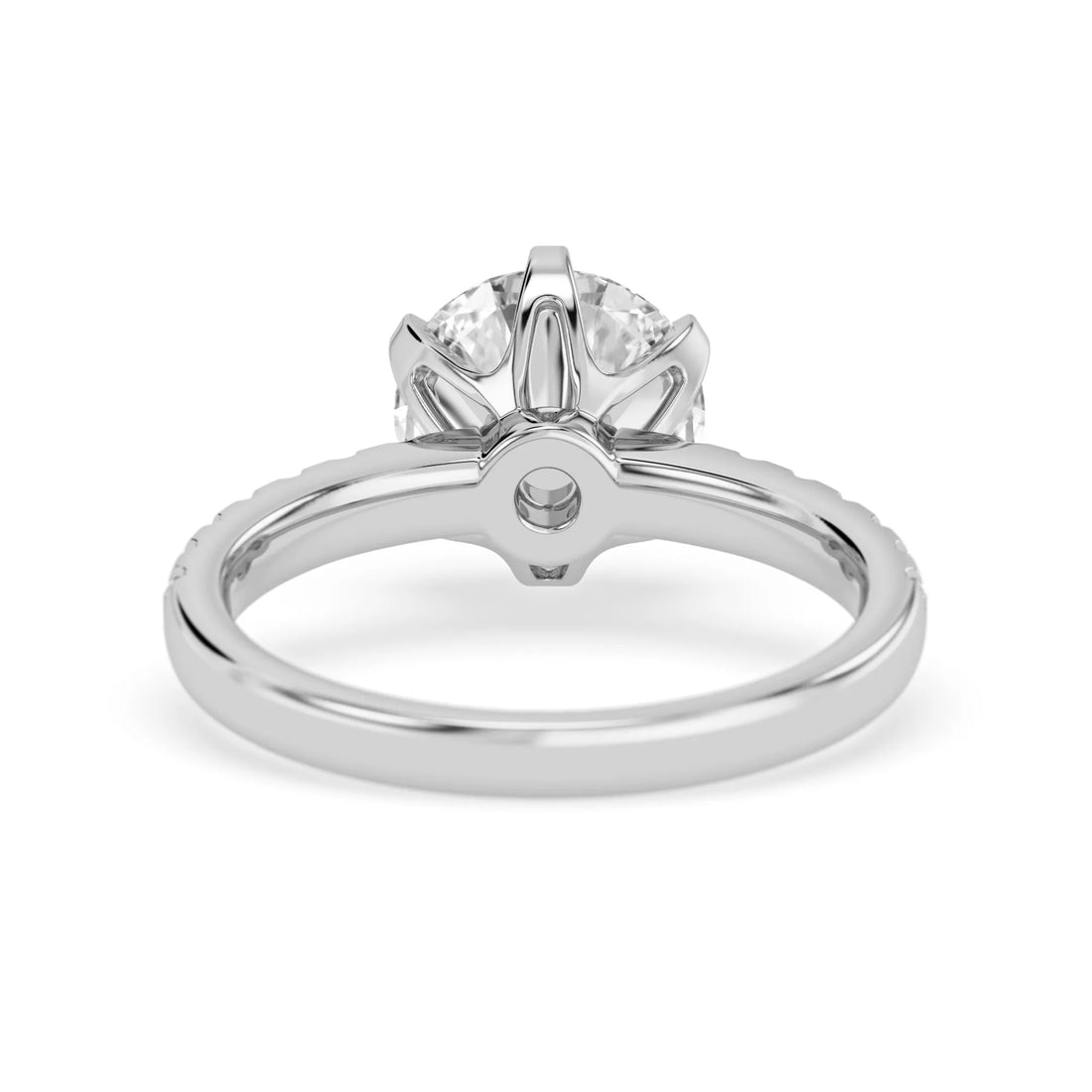 OctaPearl 2.5 ct Round Cut Lab Grown Diamond Pave Engagement Ring