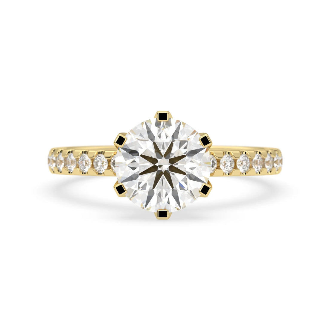 OctaPearl 2.5 ct Round Cut Lab Grown Diamond Pave Engagement Ring