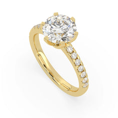 OctaPearl 2.5 ct Round Cut Lab Grown Diamond Pave Engagement Ring - alternate view