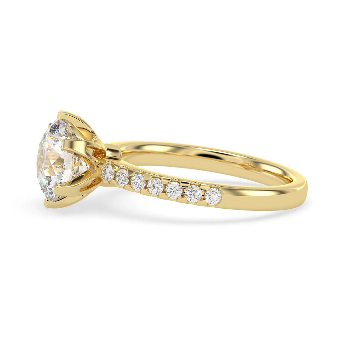 OctaPearl 2.5 ct Round Cut Lab Grown Diamond Pave Engagement Ring