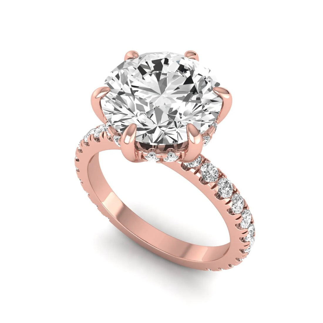 OctaPearl 4 ct Round Hidden Halo Lab Grown Diamond Pavé Engagement Ring