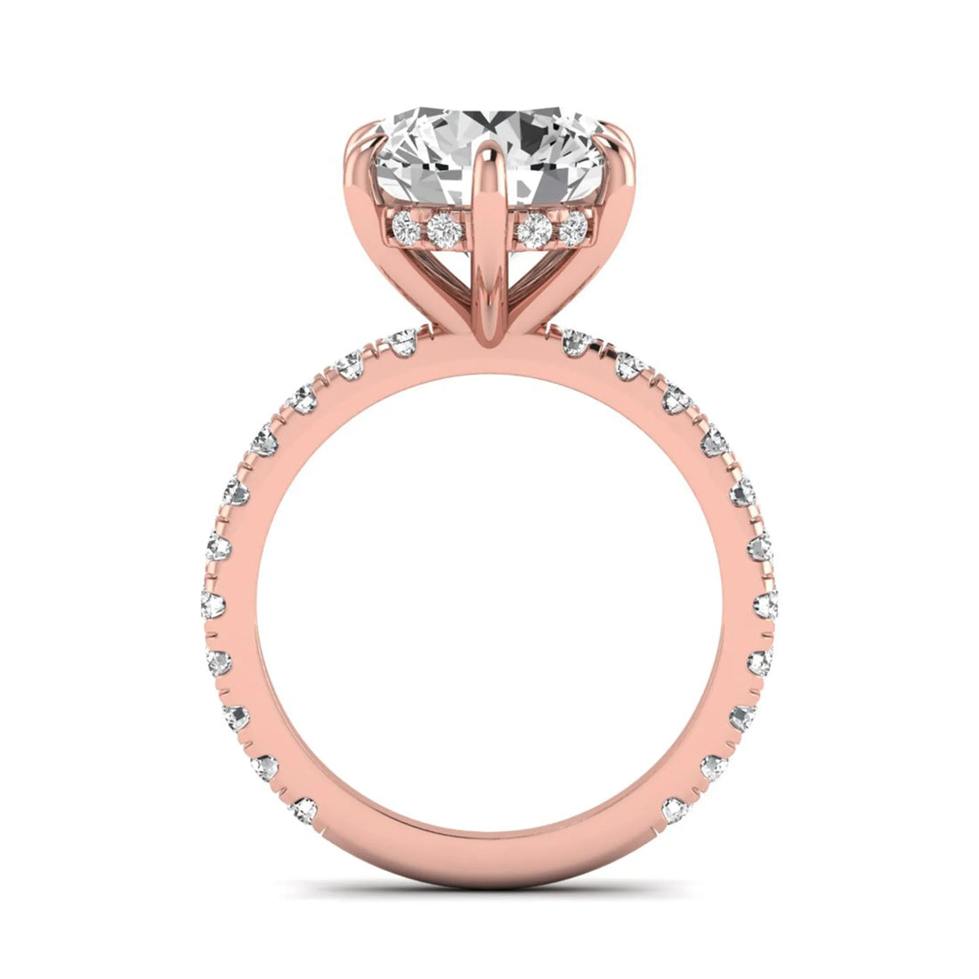 OctaPearl 4 ct Round Hidden Halo Lab Grown Diamond Pavé Engagement Ring