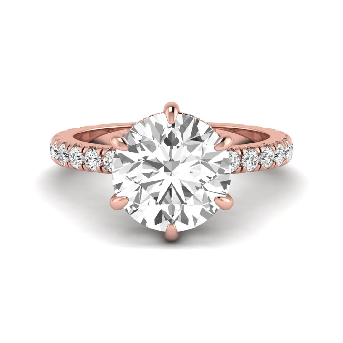 OctaPearl 4 ct Round Hidden Halo Lab Grown Diamond Pavé Engagement Ring