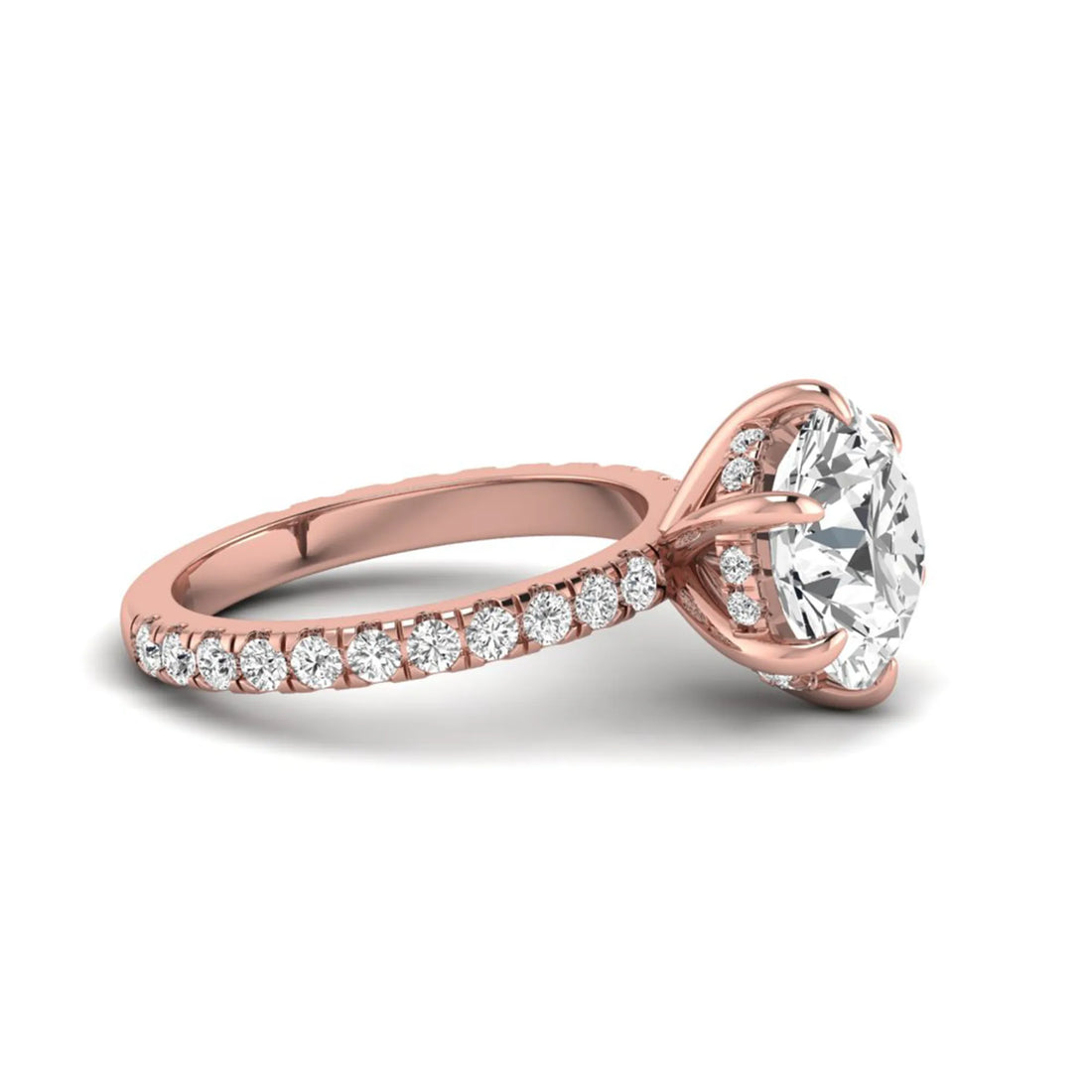 OctaPearl 4 ct Round Hidden Halo Lab Grown Diamond Pavé Engagement Ring