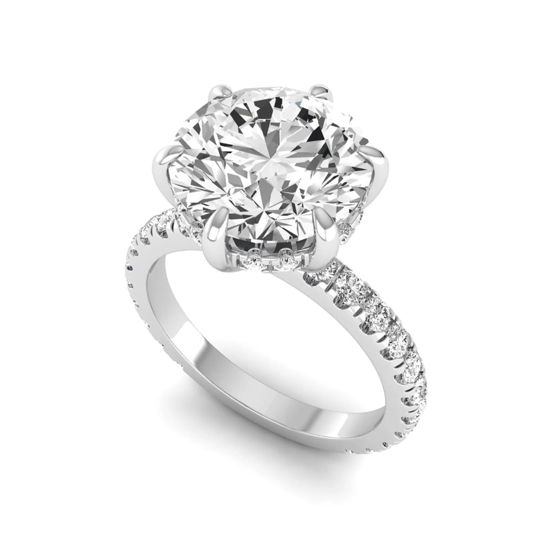 OctaPearl 4 ct Round Hidden Halo Lab Grown Diamond Pavé Engagement Ring