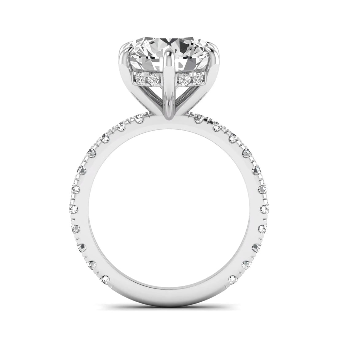 OctaPearl 4 ct Round Hidden Halo Lab Grown Diamond Pavé Engagement Ring