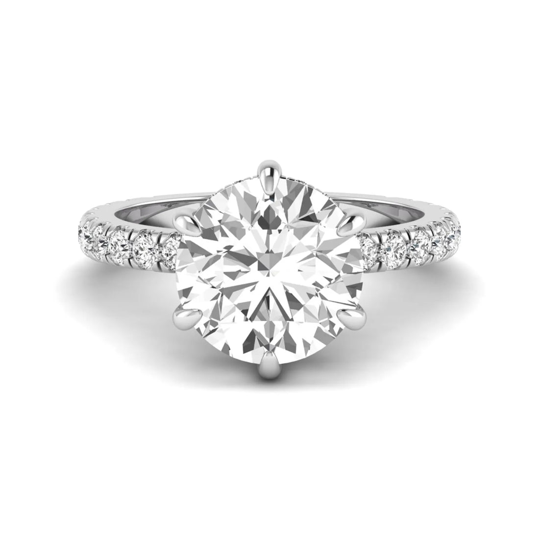OctaPearl 4 ct Round Hidden Halo Lab Grown Diamond Pavé Engagement Ring