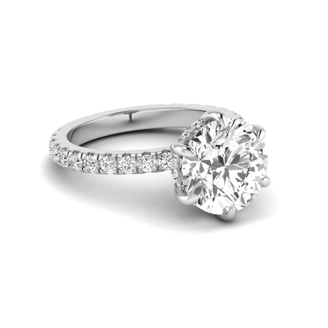 OctaPearl 4 ct Round Hidden Halo Lab Grown Diamond Pavé Engagement Ring