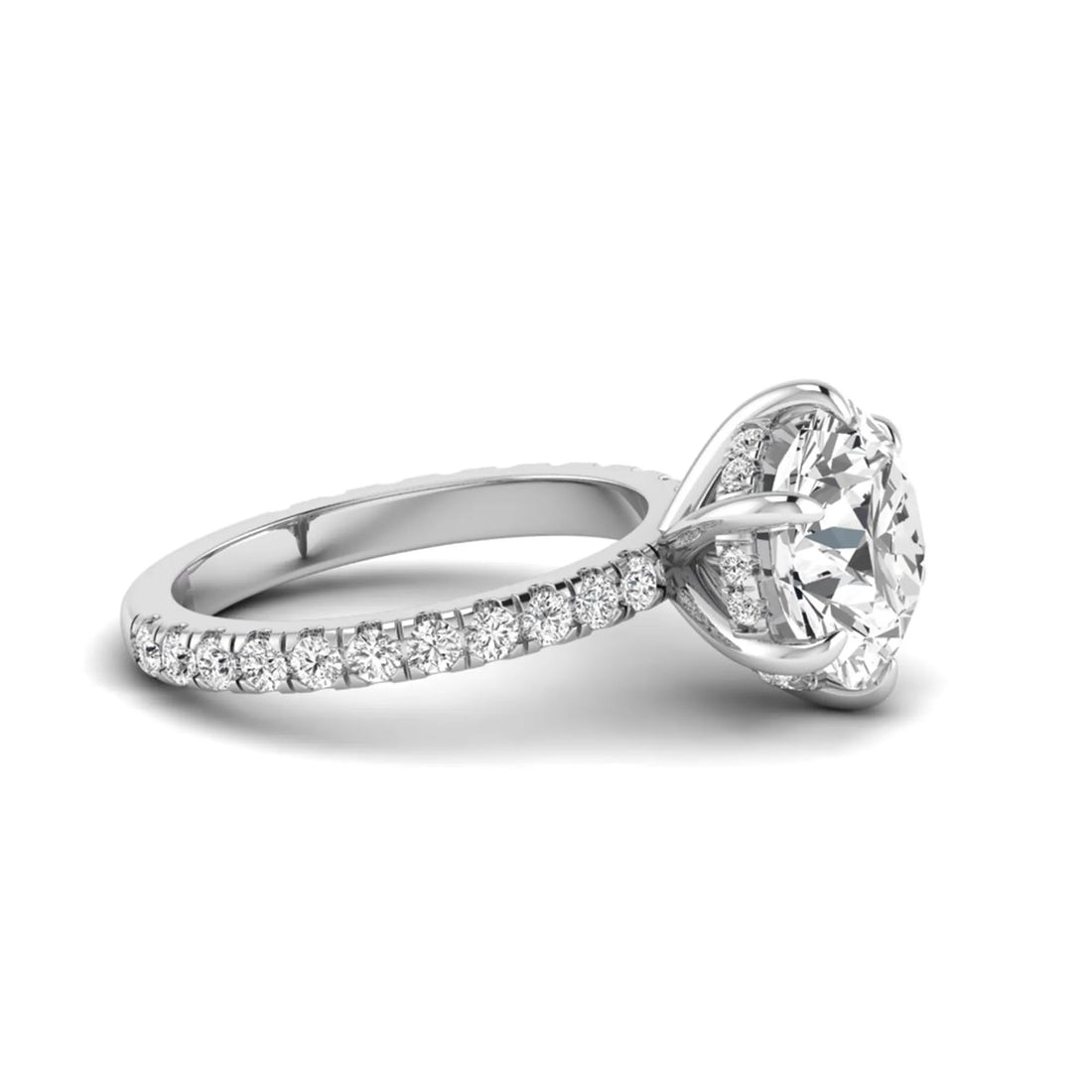 OctaPearl 4 ct Round Hidden Halo Lab Grown Diamond Pavé Engagement Ring