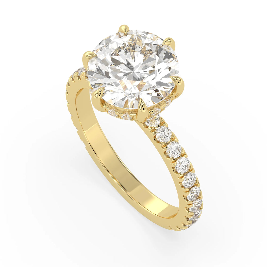OctaPearl 4 ct Round Hidden Halo Lab Grown Diamond Pavé Engagement Ring