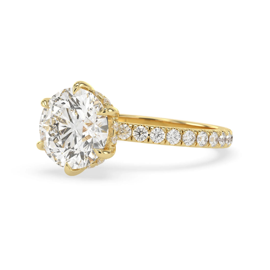 OctaPearl 4 ct Round Hidden Halo Lab Grown Diamond Pavé Engagement Ring